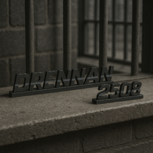 Personalized Gray Line Badge Name/Number