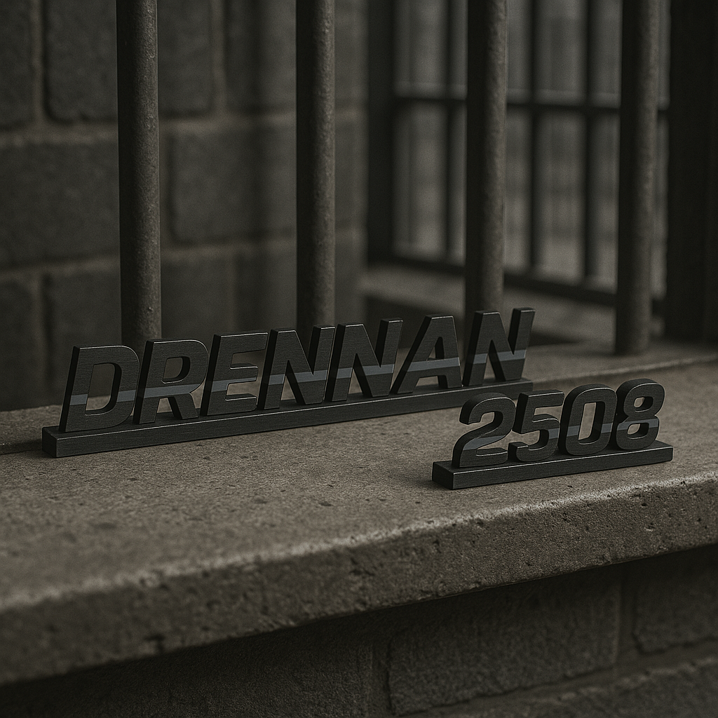 Personalized Gray Line Badge Name/Number