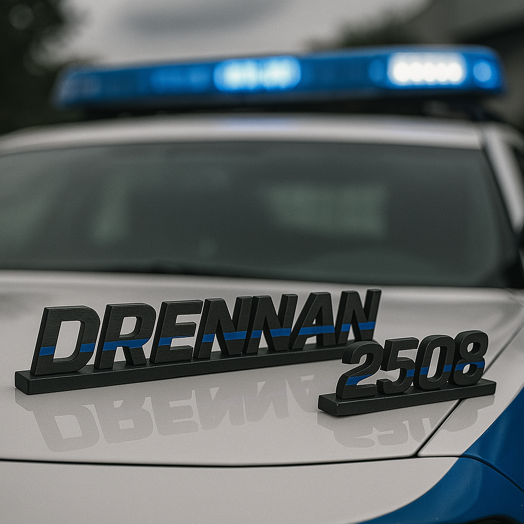 Personalized Blue Line Badge Name/Number